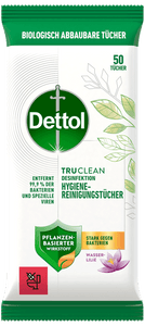 Dettol Tru Clean Desinfektion Hygiene-Reinigungstücher Wasserlilie