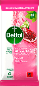 Dettol Antibakteriell Allzweck-Reinigungstücher Granatapfel & Limette